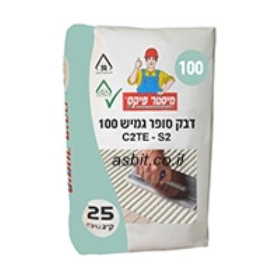 דבק קרמיקה סופר גמיש 100 במשטח 80 שקים של 25 ק"ג מ.פיקס כולל הובלה