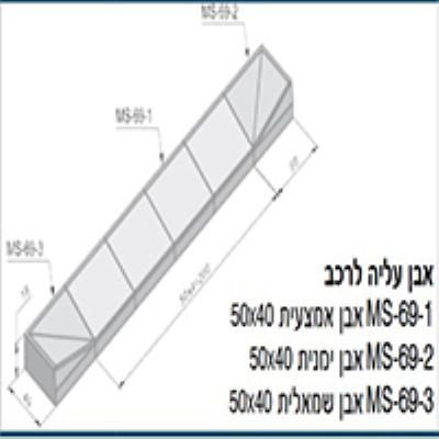 אבן עליה לרכב פינתי ימין 50/40 אפור וולפמן